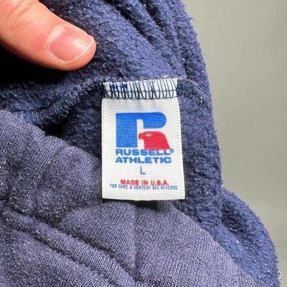 Vintage Russell Sweatpants Faded Navy Blue Cotton Joggers Made in USA 90s - Picture 4 of 4